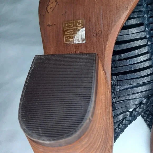 Sundance Veracruz Bella Notte leather Stacked Heel Boho Mules - Picture 15 of 16